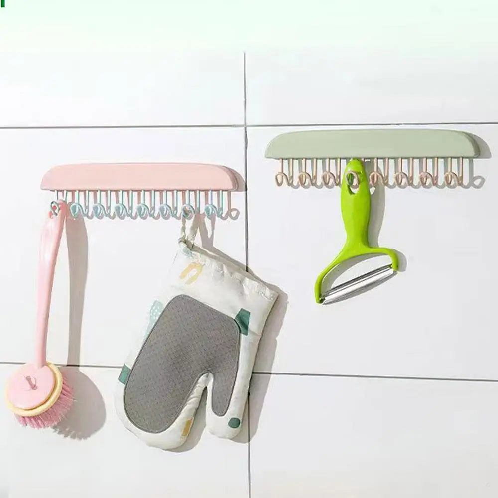 8 Hooks Multi-Purpose Adhesive Hanger – Space-Saving Organizer for Kitchen, Bathroom & Cabinets