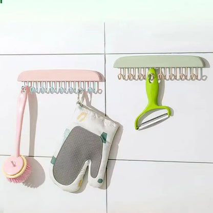 8 Hooks Multi-Purpose Adhesive Hanger – Space-Saving Organizer for Kitchen, Bathroom & Cabinets