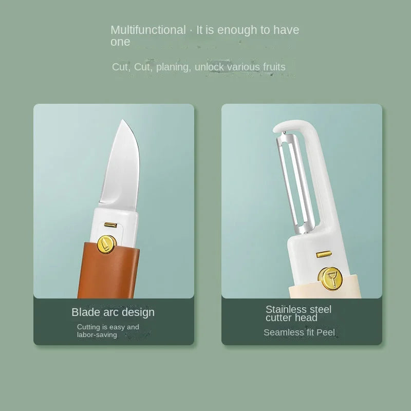 Slice and Peel Mastery: Stainless Steel 2-in-1 Fruit Cutting Knife with Peeler – Effortless Precision in Every Cut!"