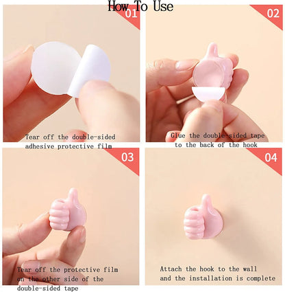 Self-Adhesive Wall Decoration Hook Creative Silicone Thumb Key Hanger