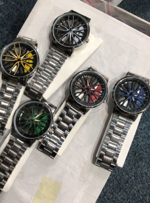 Men’s Stainless Steel Quartz Watch | Waterproof Car Wheel Rim Design Fashion Sports Watch for Men & Boys
