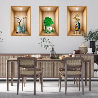 (3pcs Set) 3D Plant Wall Stickers - Random Design