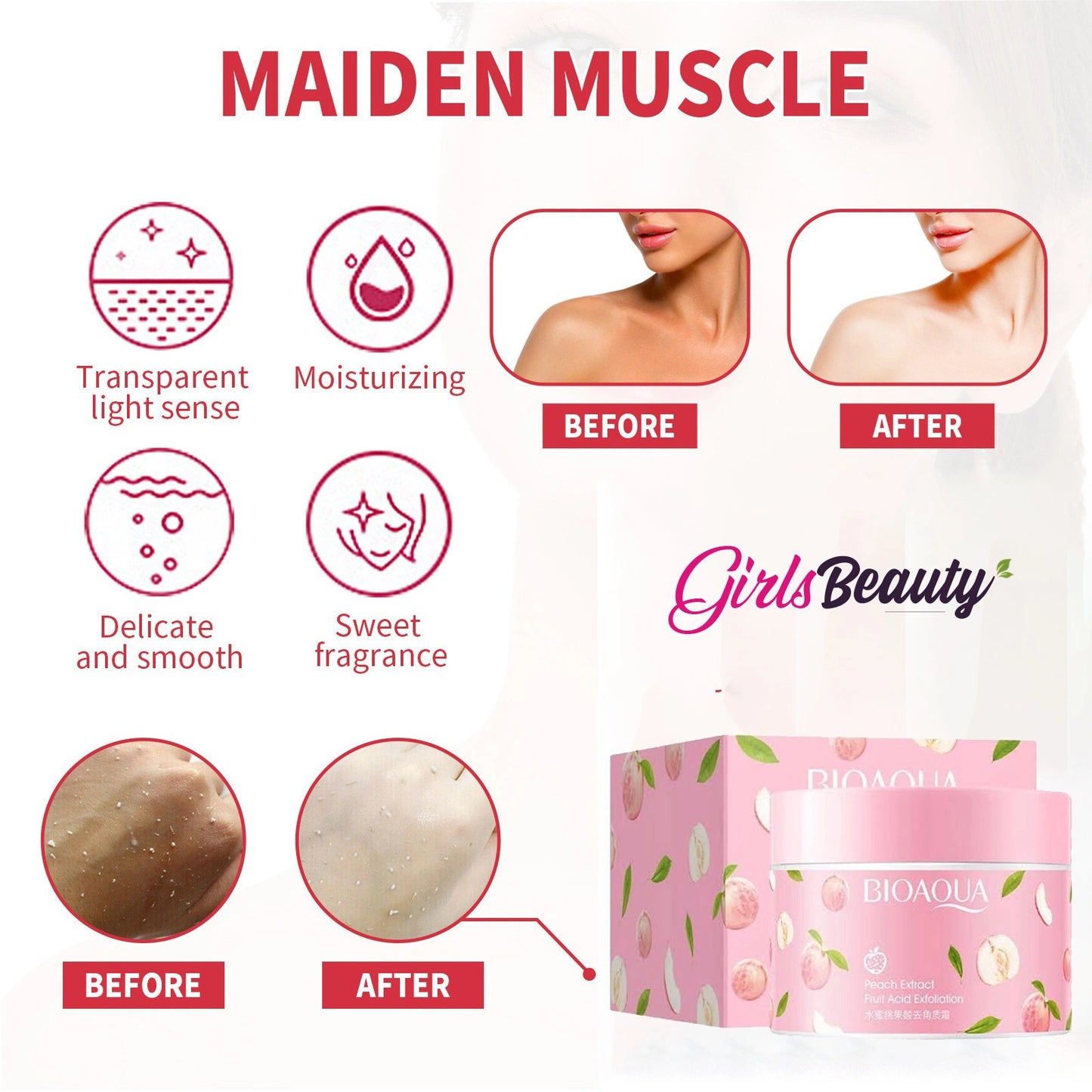 Bioaqua Peach Extract Fruit Acid Exfoliating Face Gel Cream – Unveil Your Naturally Glowing Skin!"