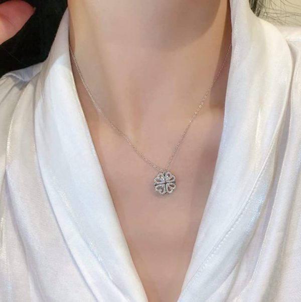Golden 4 In 1 Magnetic Heart Lover Necklace – Romantic Couples Jewelry with Interlocking Design