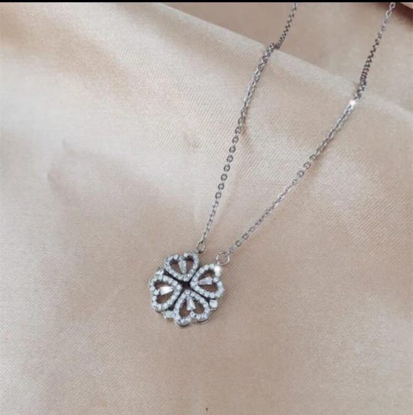 Golden 4 In 1 Magnetic Heart Lover Necklace – Romantic Couples Jewelry with Interlocking Design
