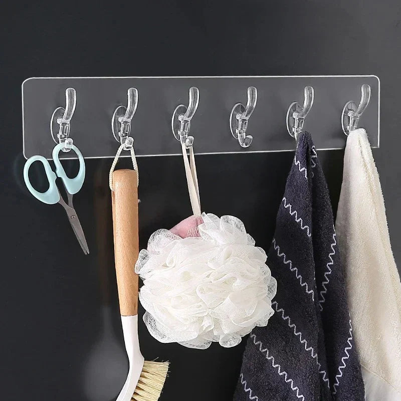 ( 6 Hooks ) Self Adhesive Wall Mounted Hooks Strip