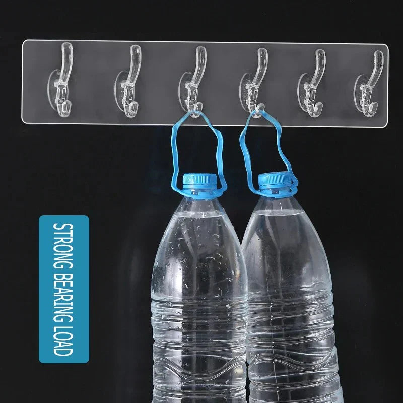 ( 6 Hooks ) Self Adhesive Wall Mounted Hooks Strip