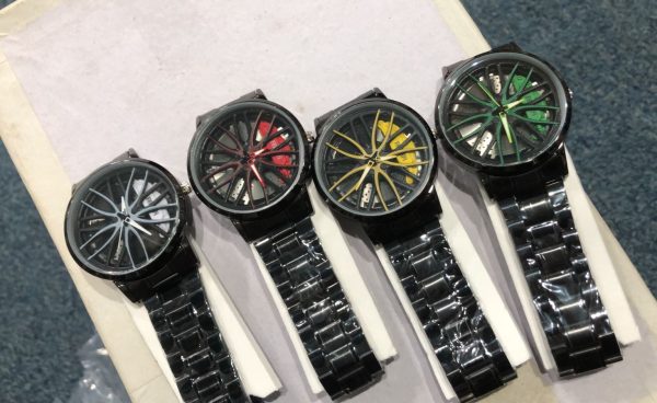Men’s Stainless Steel Quartz Watch | Waterproof Car Wheel Rim Design Fashion Sports Watch for Men & Boys