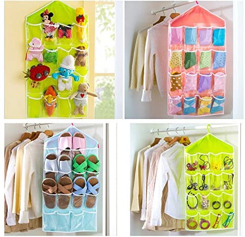 pack of 03 and 16 Pocket Closet Door Wall Hanging Storage Organizer Bag