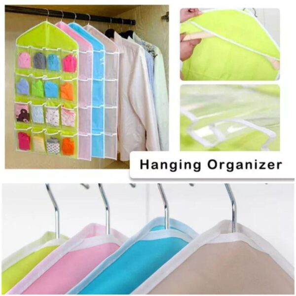 pack of 03 and 16 Pocket Closet Door Wall Hanging Storage Organizer Bag