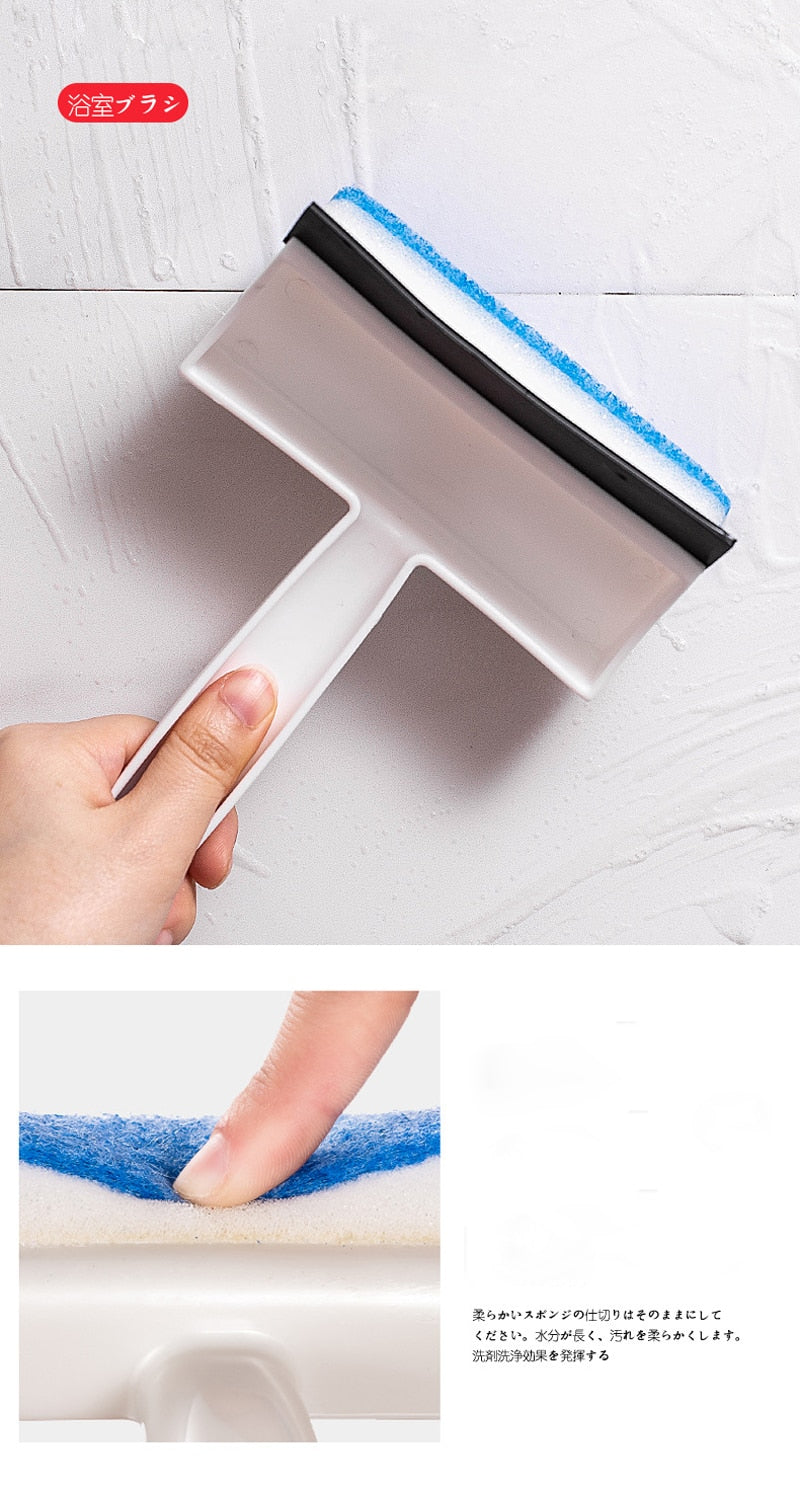 2-in-1 Glass Wiper Soap Cleaner | Squeegee + Brush