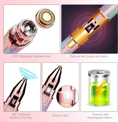 Flawless 2-in-1 Facial Hair Remover - Portable for Women