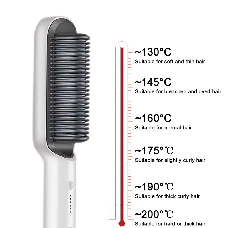 Hair straightener comb brush with temperature Control