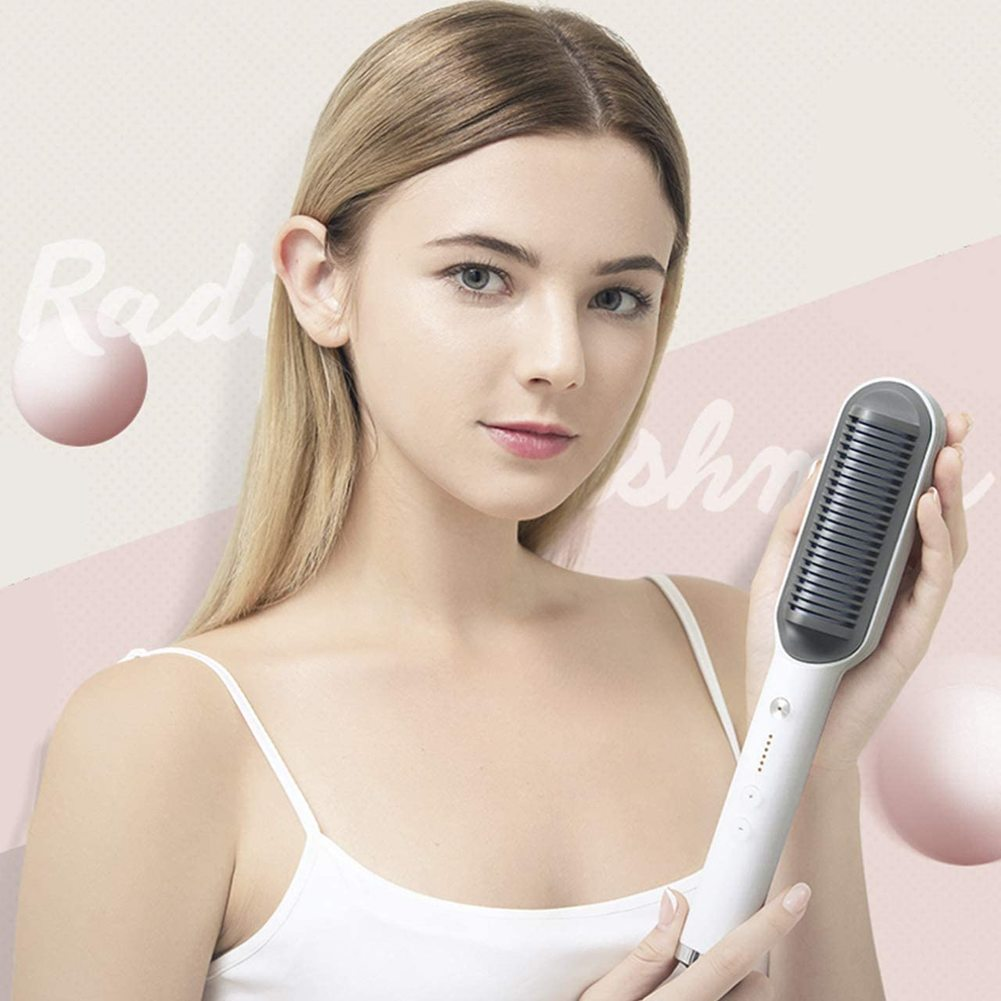 Hair straightener comb brush with temperature Control
