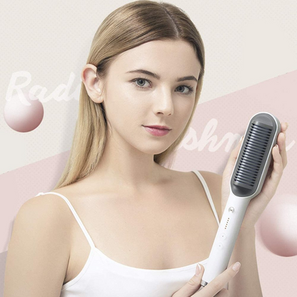 Hair straightener comb brush with temperature Control