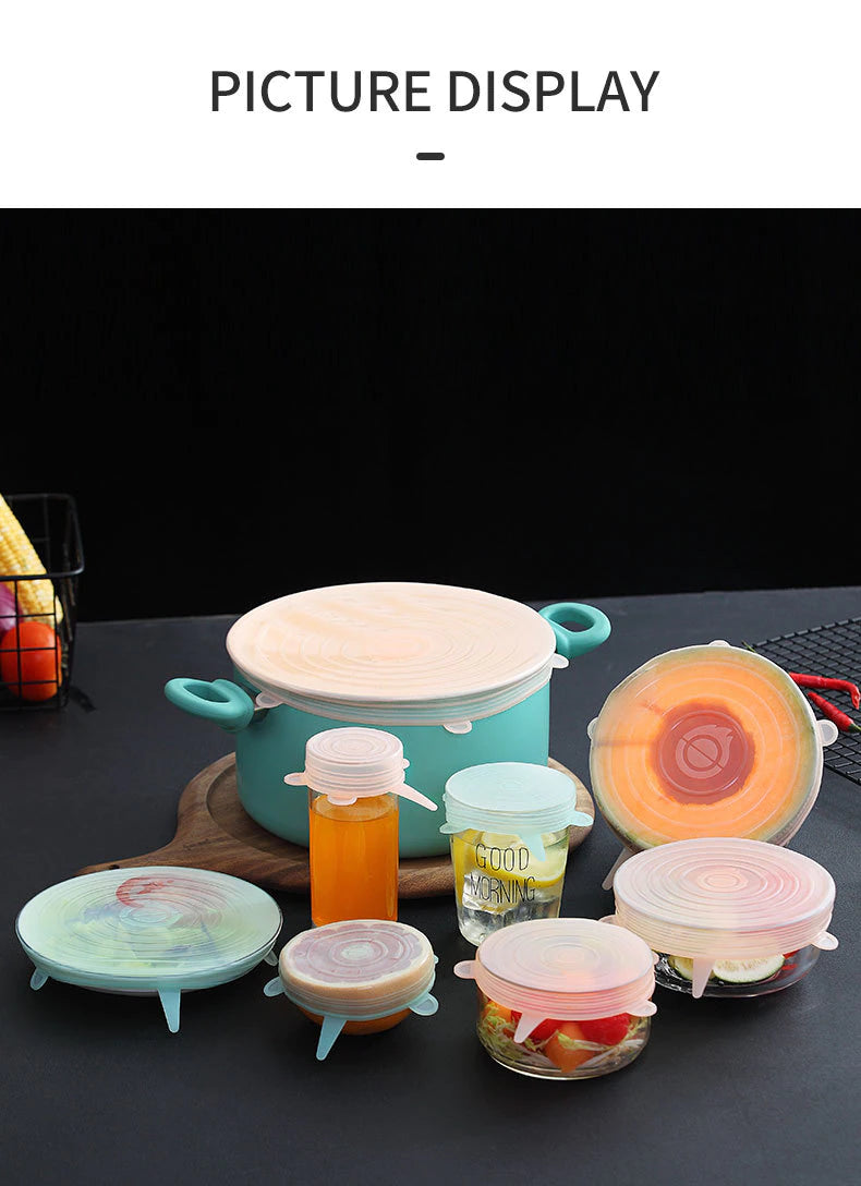 Keep your food fresh and your kitchen tidy with this set of 06 pics-set silicone lids