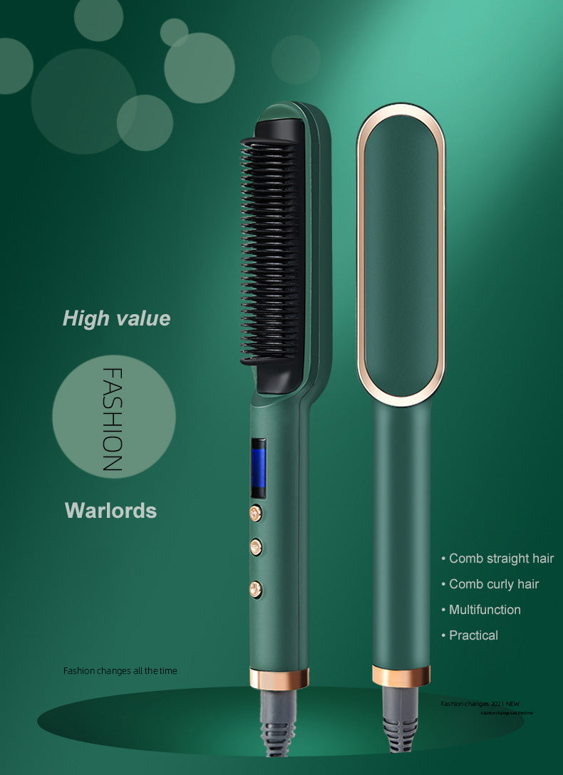 Hair straightener comb brush with temperature Control