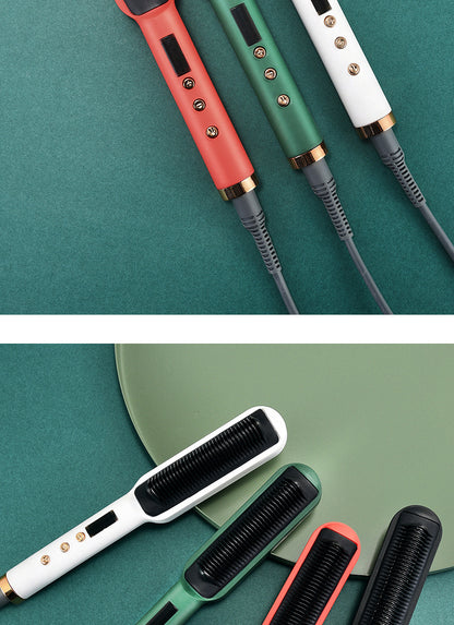 Hair straightener comb brush with temperature Control