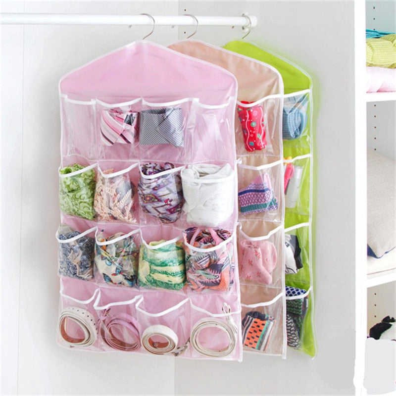 pack of 03 and 16 Pocket Closet Door Wall Hanging Storage Organizer Bag