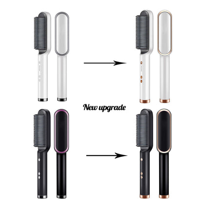 Hair straightener comb brush with temperature Control