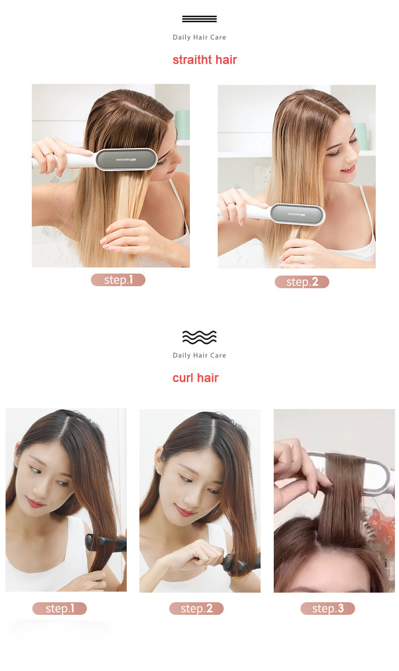Hair straightener comb brush with temperature Control