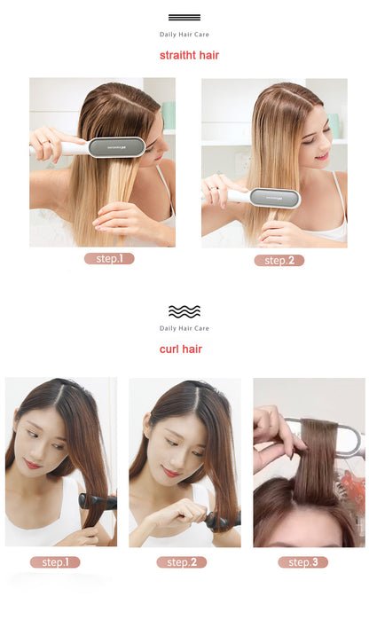 Hair straightener comb brush with temperature Control