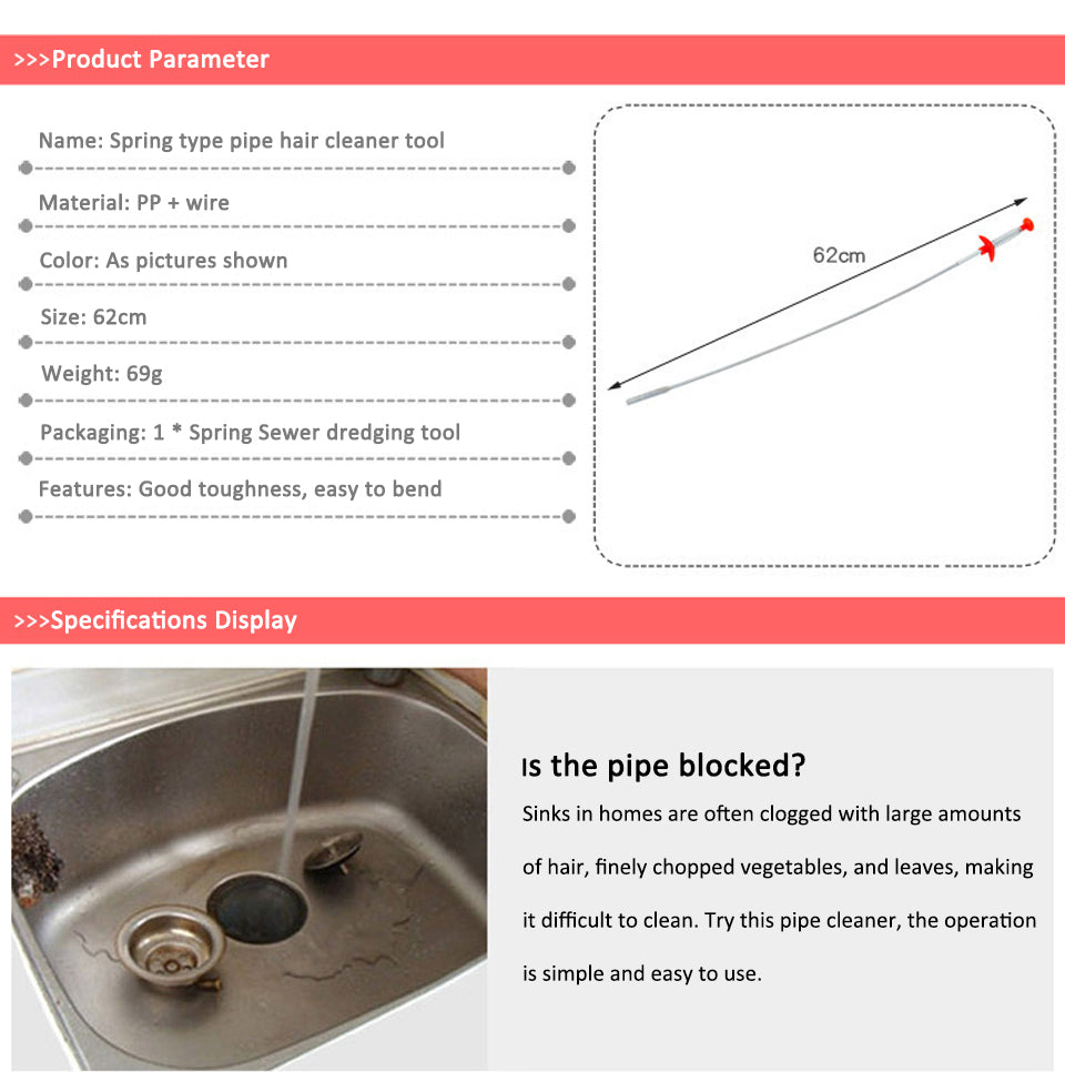 Quick & Easy Way to Clear Your drains | Sewer Dredge Spring Pipe Dredging Flooring Cleaning Tool Household Hair Cleaner