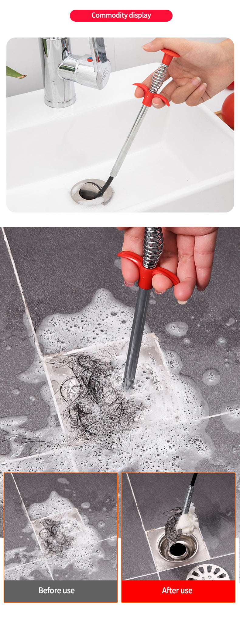 Quick & Easy Way to Clear Your drains | Sewer Dredge Spring Pipe Dredging Flooring Cleaning Tool Household Hair Cleaner