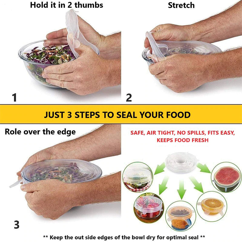 Keep your food fresh and your kitchen tidy with this set of 06 pics-set silicone lids