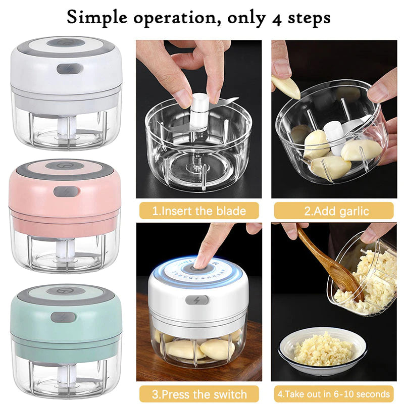Electric Food Chopper - Rechargeable Wireless Kitchen Vegetable Mincer
