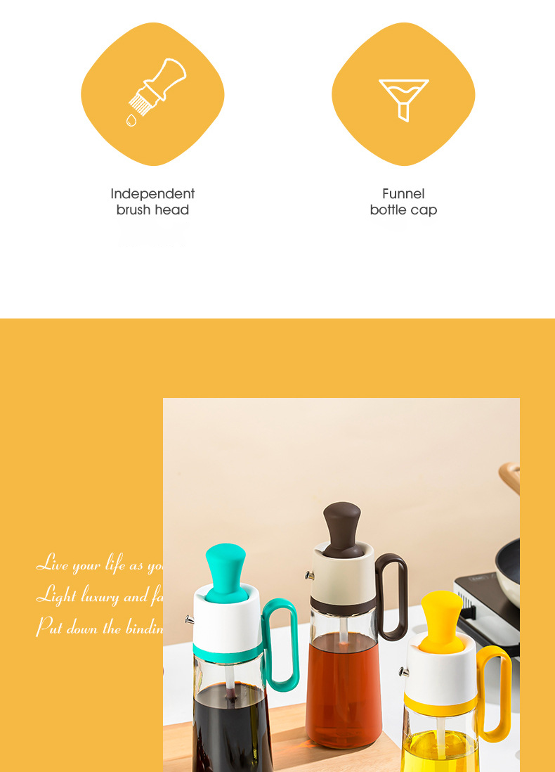 Keep Your Kitchen Clean with the 2 In 1 Glass Olive Oil Dispenser.