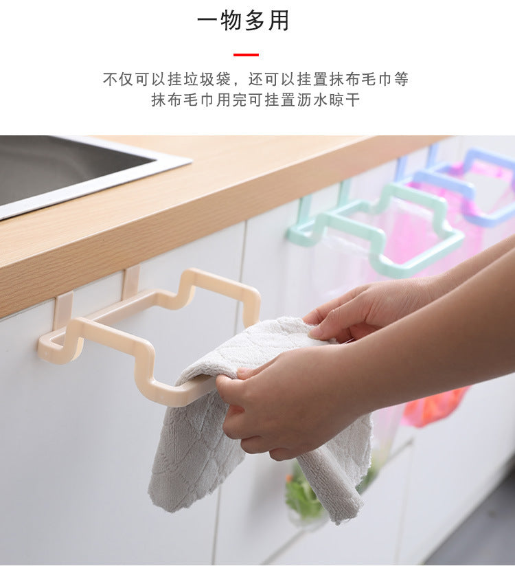 Hang your dish towels and garbage bags with this Kitchen Hanging Trash Bag Rack