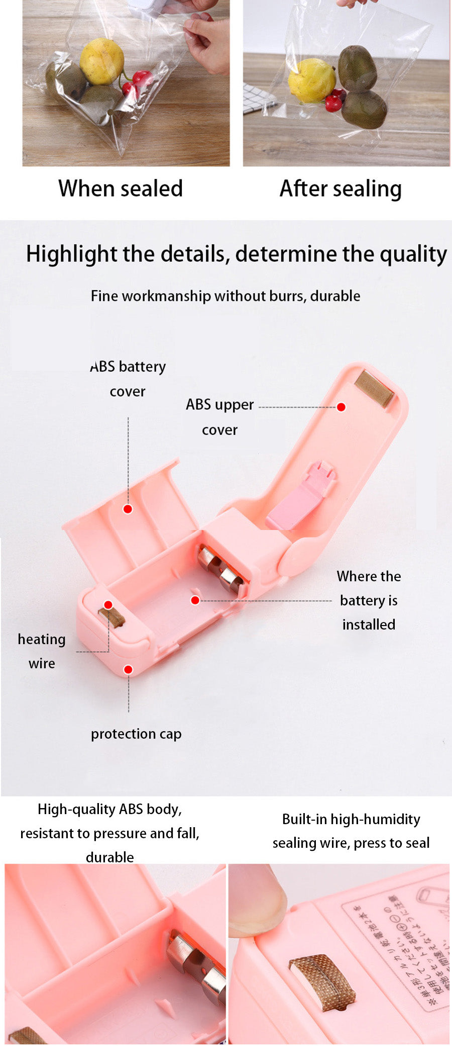 Keep your food fresh and dry with our portable hand sealer