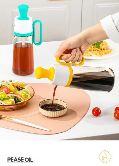 Keep Your Kitchen Clean with the 2 In 1 Glass Olive Oil Dispenser.