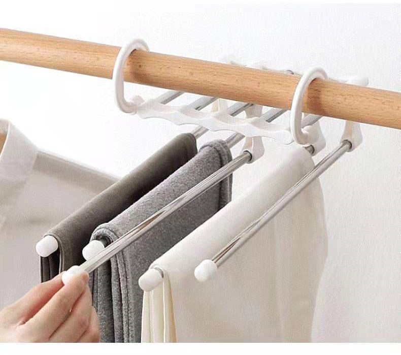 Keep Your Pants Safe and Stable with 5 in 1 Magic Trouser Rack Hangers.