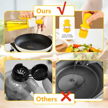 Keep Your Kitchen Clean with the 2 In 1 Glass Olive Oil Dispenser.