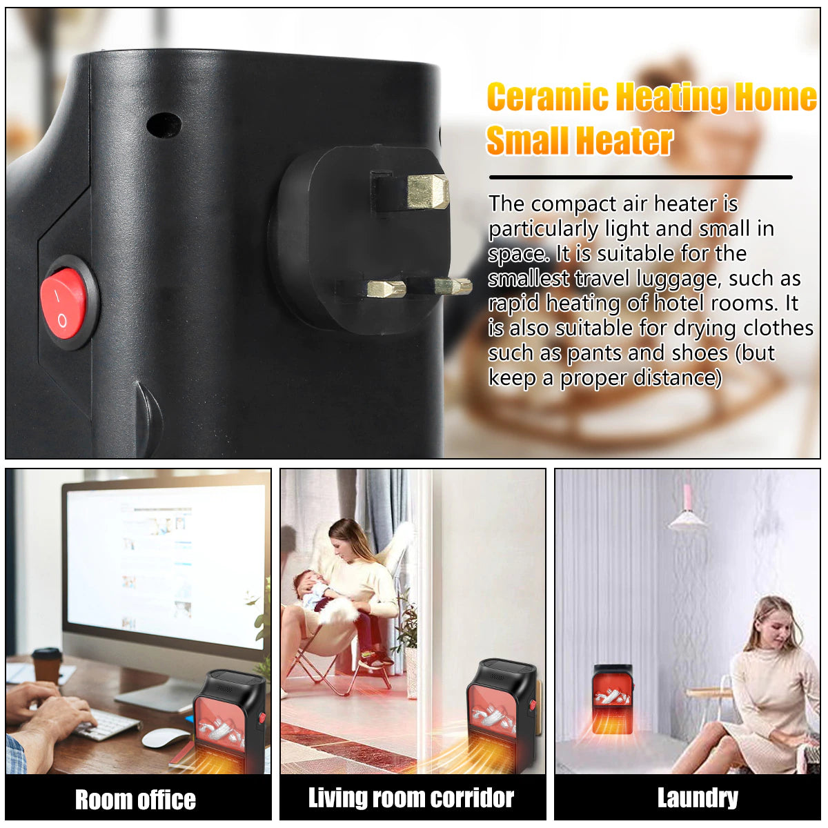 Keep That Home Sweet Home Warmer | Mini ElectricWall-outlet Flame Heater