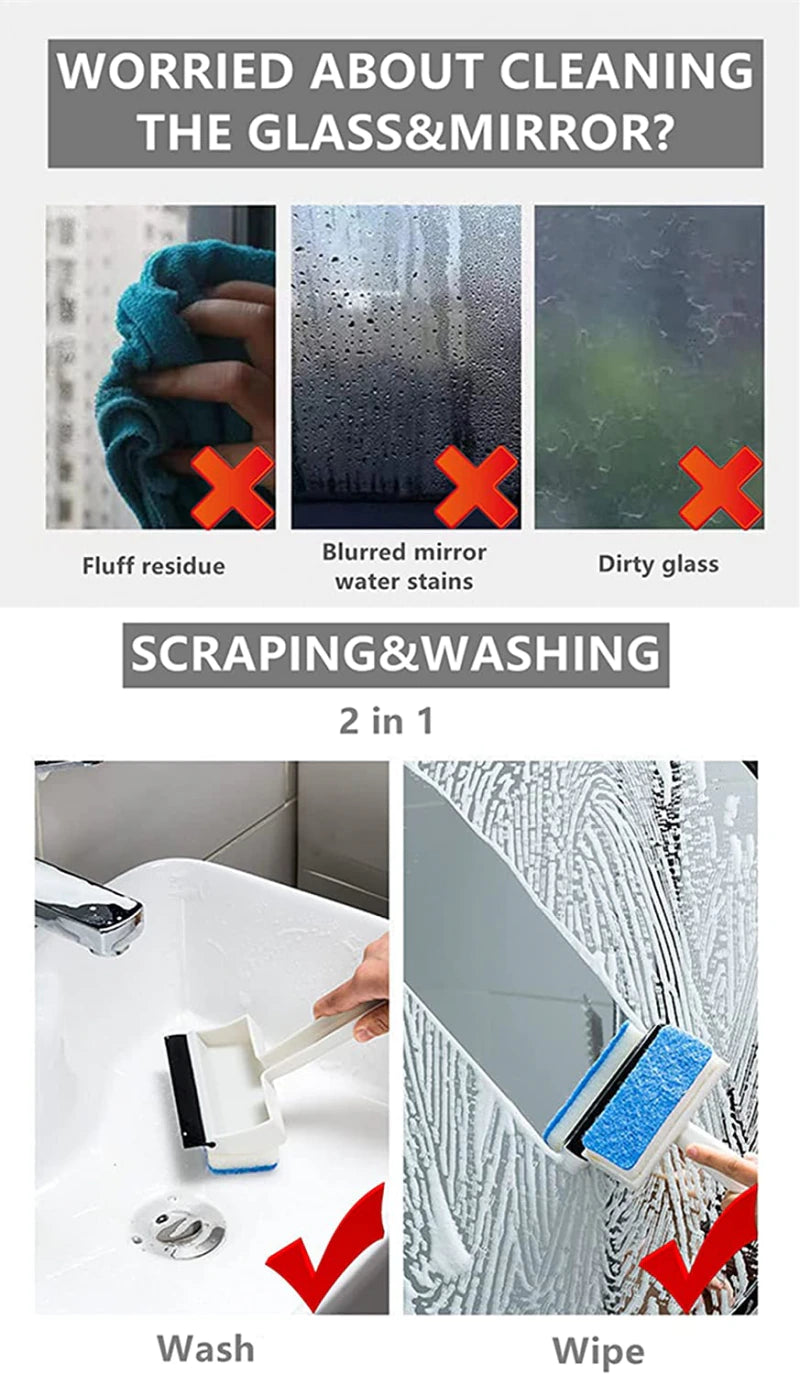 2-in-1 Glass Wiper Soap Cleaner | Squeegee + Brush
