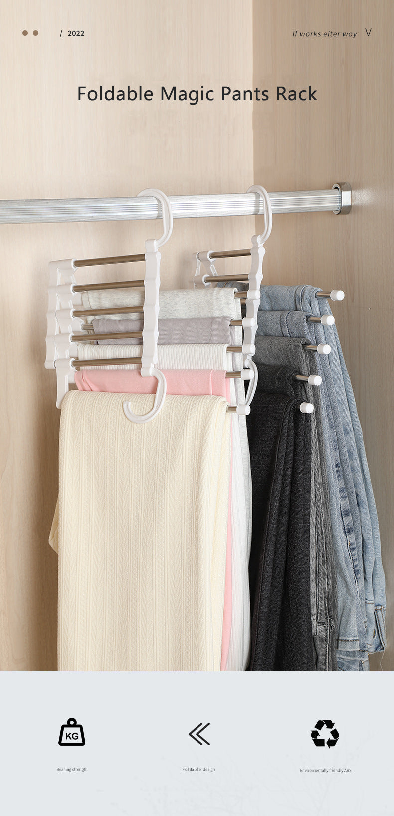 Keep Your Pants Safe and Stable with 5 in 1 Magic Trouser Rack Hangers.