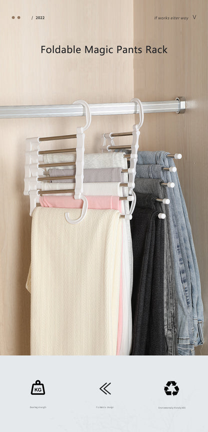 Keep Your Pants Safe and Stable with 5 in 1 Magic Trouser Rack Hangers.
